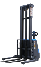 Load image into Gallery viewer, 3/4 view of the EOSlift electric straddle pallet stacker