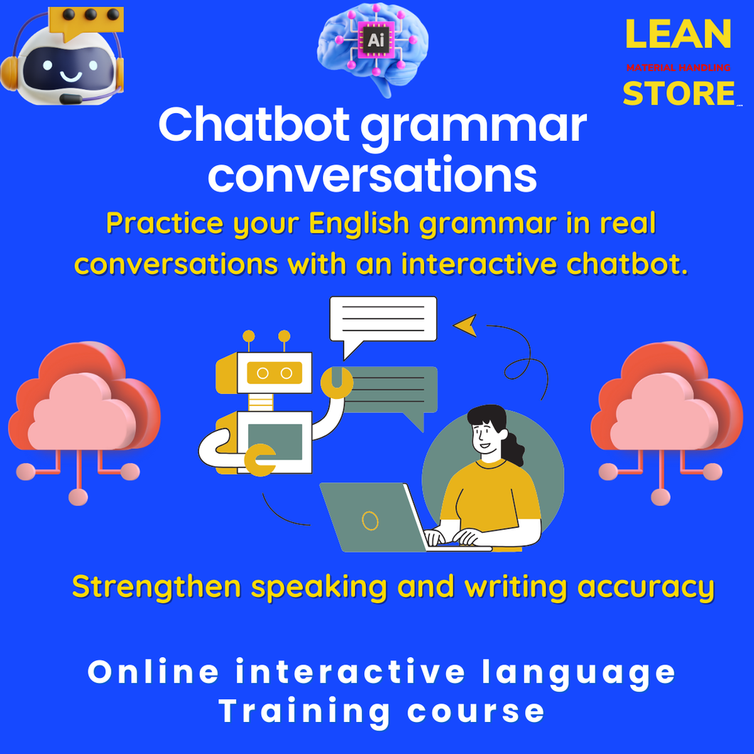 Online English course for chatbot grammar conversations with certificate
