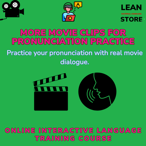 Online English pronunciation course using movie clips with interactive practice and certificate