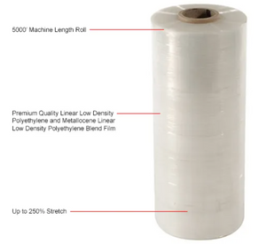 Stretch Wrap Film 20" x 5000' x 80 Gauge Clear For Pallet Wrapper